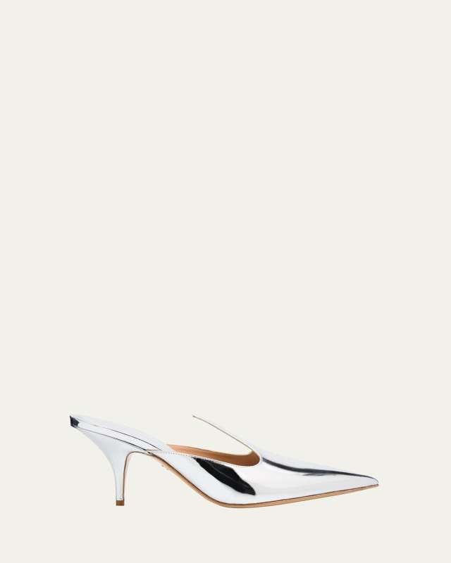 Avril Metallic Leather Mule Pumps